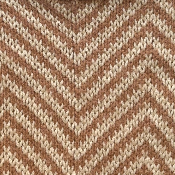 Ganni Chevron Wool Angora Knit Sweater Brown Cream Anthropologie – Size S - Picture 6 of 9
